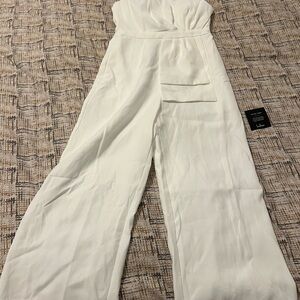 Lulu's Chic White Strapless Jumpsuit